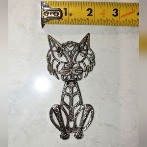 Articulated cat pendant gem eyes